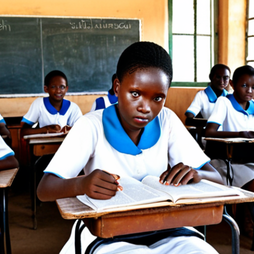 Home 4 Malawian students in a classroom, focusing on English lessons, reflecting the importance of English in education.