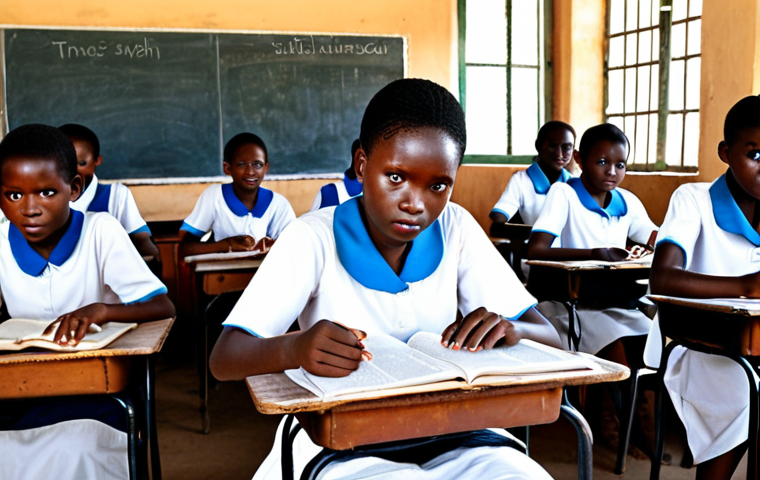 Malawian students in a classroom, focusing on English lessons, reflecting the importance of English in education.