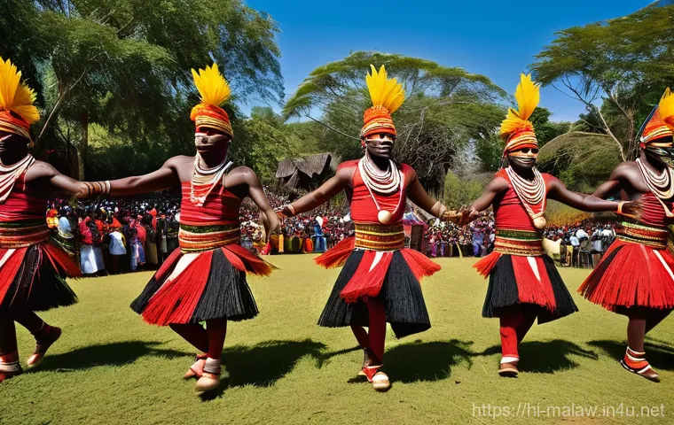 말라위에서 종교적 갈등 여부 - **Malawian Village Harmony:** An image depicting a vibrant Malawian village scene under a bright, cl...