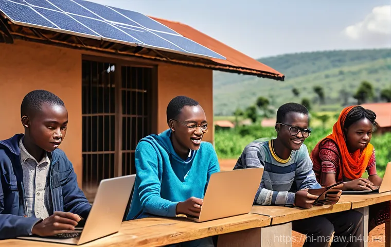 말라위의 빈곤율과 해결책 - **Prompt:** A serene yet productive agricultural landscape in rural Malawi, bathed in the warm glow ...