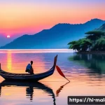 Home 21 말라위 호수에서 할 수 있는 액티비티 - A serene scene of traditional Malawian wooden boats gently gliding on the calm waters of Lake Malawi...
