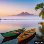 Home 23 말라위에서 가장 아름다운 일출 일몰 명소 - A serene lakeside scene at Lake Malanje in Malawi during early sunrise, featuring calm water reflect...